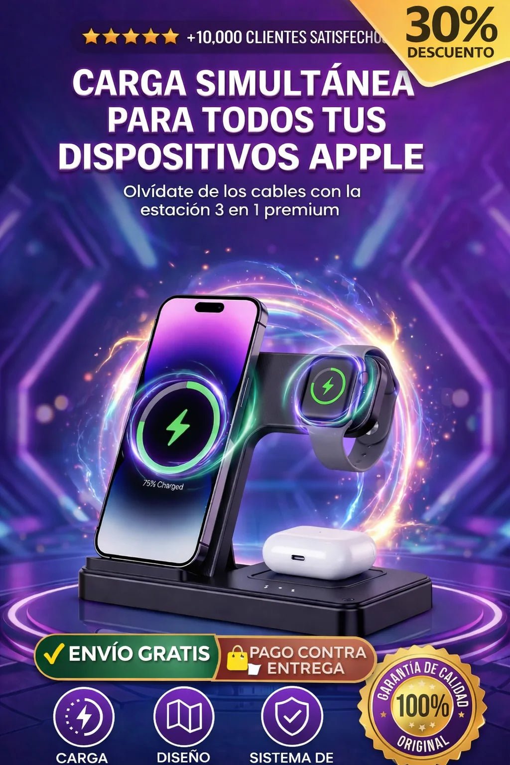 Cargador Inalámbirco 3 en 1 Magsafe 3 en 1