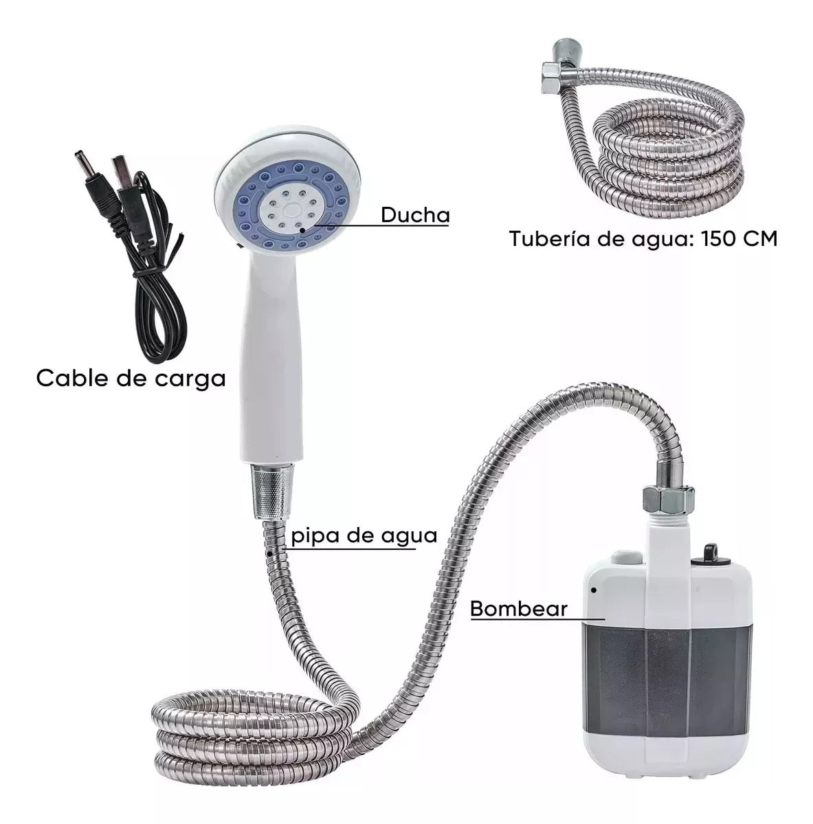 Ducha Portátil Recargable USB - Autonomía y Presión Constante