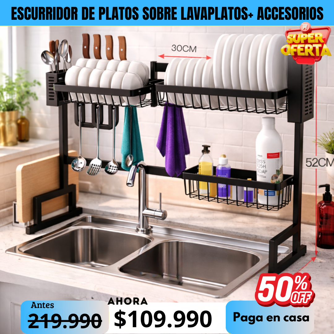 Escurridor de Platos sobre Lavaplatos+ Accesorios🧼