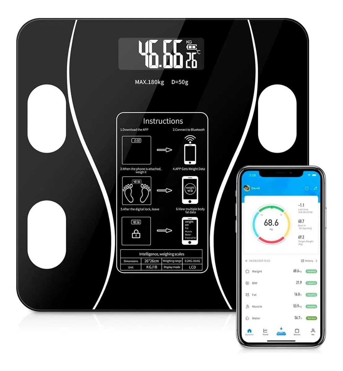 🧠HealthSync – Análisis Corporal al Instante - Mide Grasa, Agua y Más 📱