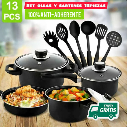 CasaChef – Ollas Negras 13 Piezas de Alta Calidad