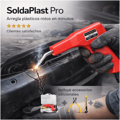 SoldaPlast Pro: (Soldador Plastico-Corta Frio-Bisturi-Caja Portable)+250 Grapas
