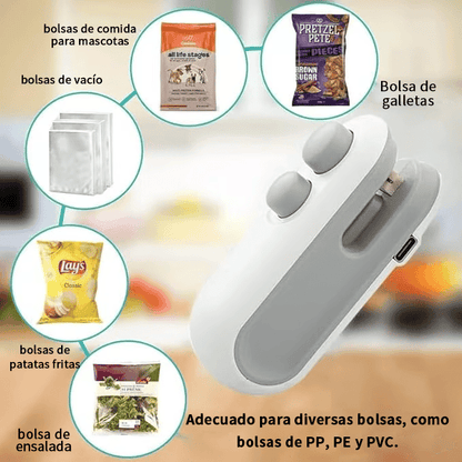 🔥Mini sellador de bolsas con cortador e imán✨