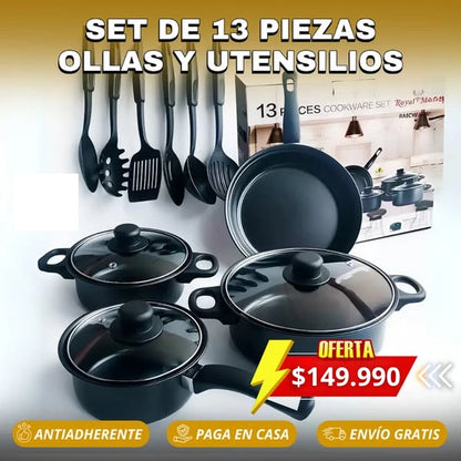 CasaChef – Ollas Negras 13 Piezas de Alta Calidad